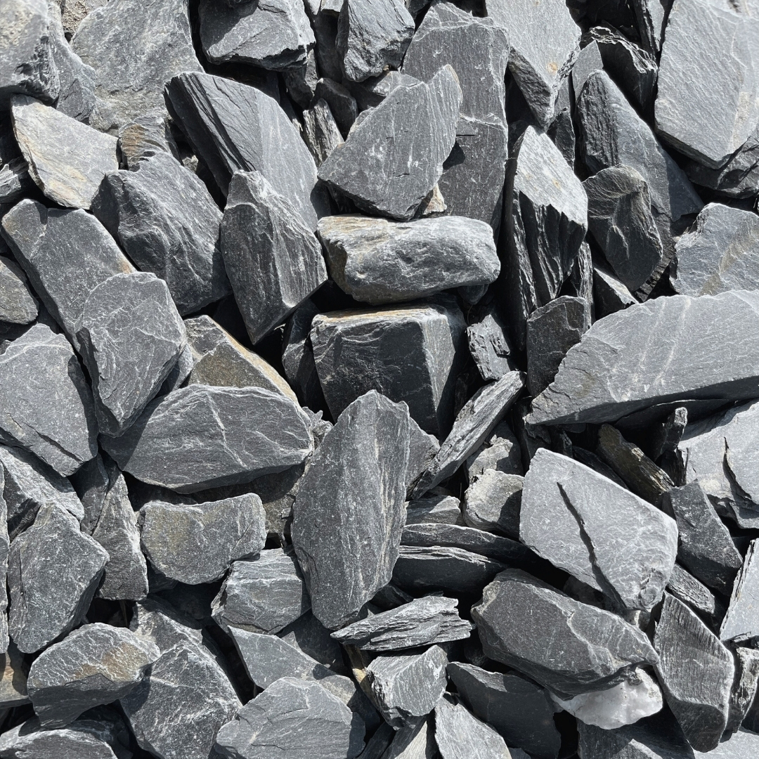 Charcoal Slate Chippings 40mm 850kg Bulk Bag Decorative
