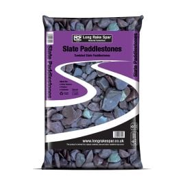 Welsh Slate Paddlestones | Plum | 50-100mm | 20kg | Fish-Friendly Product | Tumbled/Flat