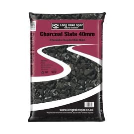 Charcoal Slate Chippings | 40mm | 20kg | Welsh Slate | Low maintenance | Flat/Angular Shape