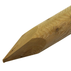 Machine-rounded stakes which have been pressure-treated, perfect for use in the outdoors - product image