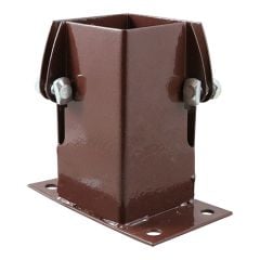 Flush Fit Bolt Down Fence Post Shoe | Bolt Secure | 75mm | Oxide Red | Timco
