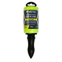 Timco| Yellow Builders Line Winder & Tube | 100m | Ideal for Staking Sites | Braided Nylon