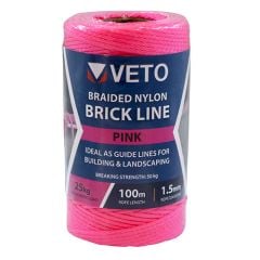 Timco| Pink Builders Line Tube | 100m | Ideal for Staking Sites | Braided Nylon