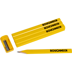 Roughneck | Carpenters Pencils with Sharpener | 10 pack | Unshaped both ends