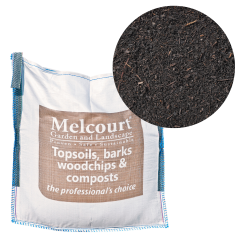 Melcourt bulk bag of composted fine bark with close up image of inside product