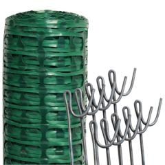 Green Barrier Fencing Mesh | Medium | 1m x 25m with 10 Pins