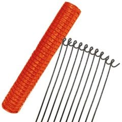 Orange Barrier Fencing Mesh | Extra Light |1m x 25m with 10 Pins