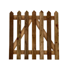 Suregreen | Picket Fence Gates Pointed Top | Brown Treated | 1200mm | Softwood