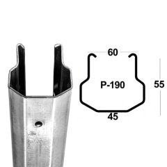 Suregreen | P190 End Vine Post | 2.75m | 45mm x 55mm | 2mm | Standard Galvanised | 45mm x 55mm