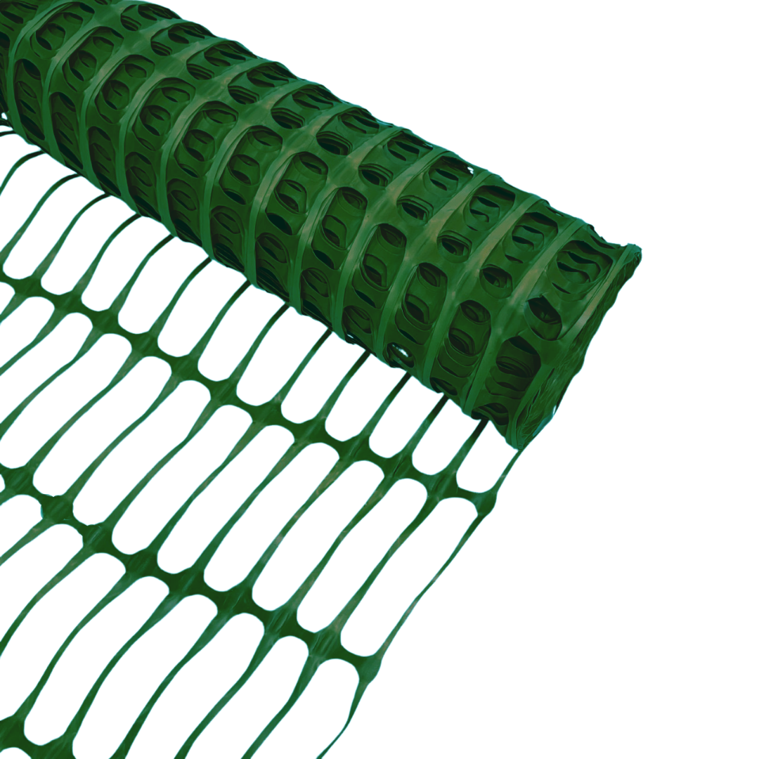 50m Green Plastic Mesh Barrier Safety Event Fence 7kg & 20 Black Plastic Pins 