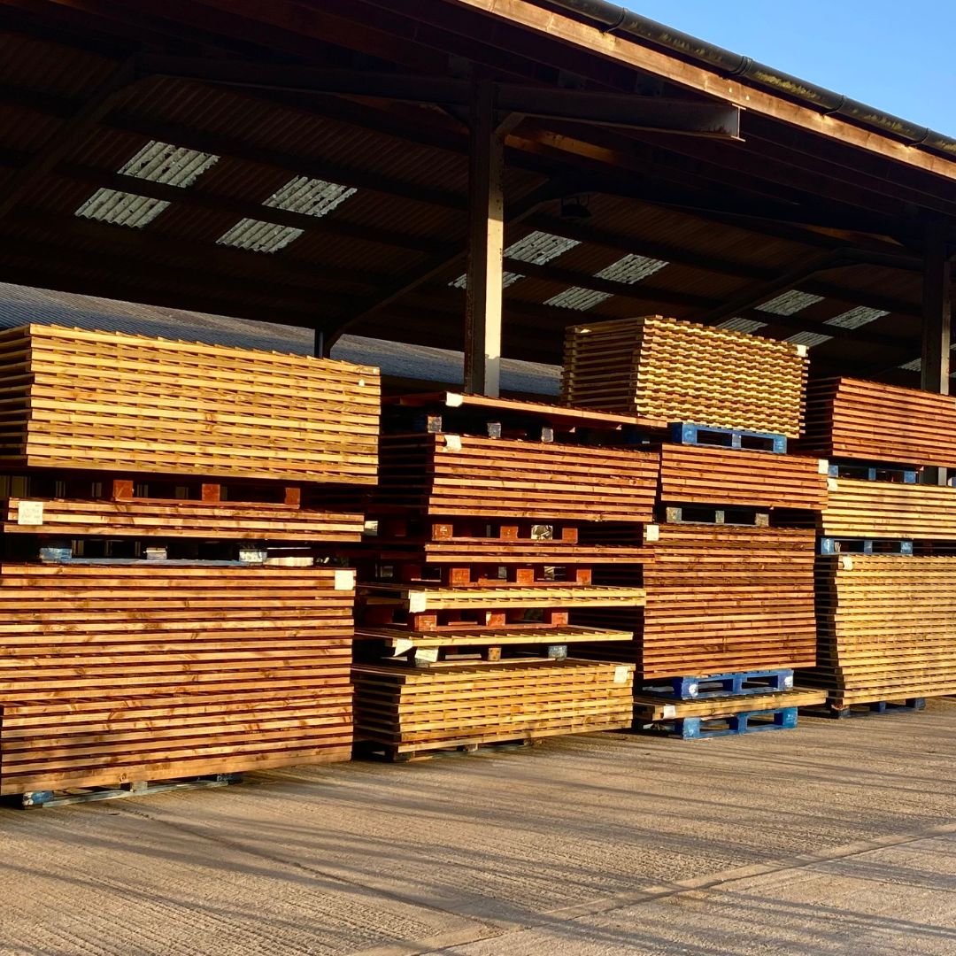 Handmade fence panels ready to be shipped from Suregreen