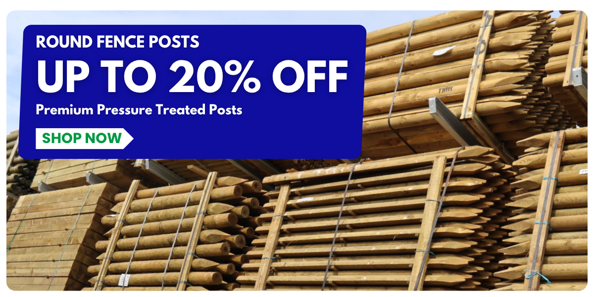 round fence posts at suregreen, packs of round fence posts at finchingfield yard